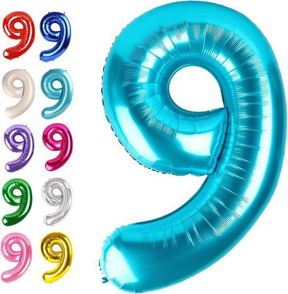 Blue Number 9 Balloon 40 inch, Balloon numbers party supplies, deco photo shoot by Upgesy