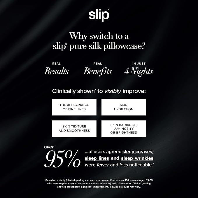 slip King Pure Silk Pillow Case - 100% Pure 22 Momme Mulberry Silk - King Size Standard Pillow Case -Anti-BedHead, Anti-Sleep Crease, Black (20" x 36")