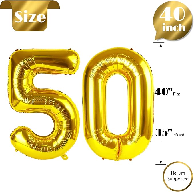 Gold Number 50 Balloon 40 Inch - Image 5