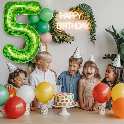 Foil 5 Balloons Number, 40 Inch Dark Kelly Green Pixel Number 5 Balloon - Image 5