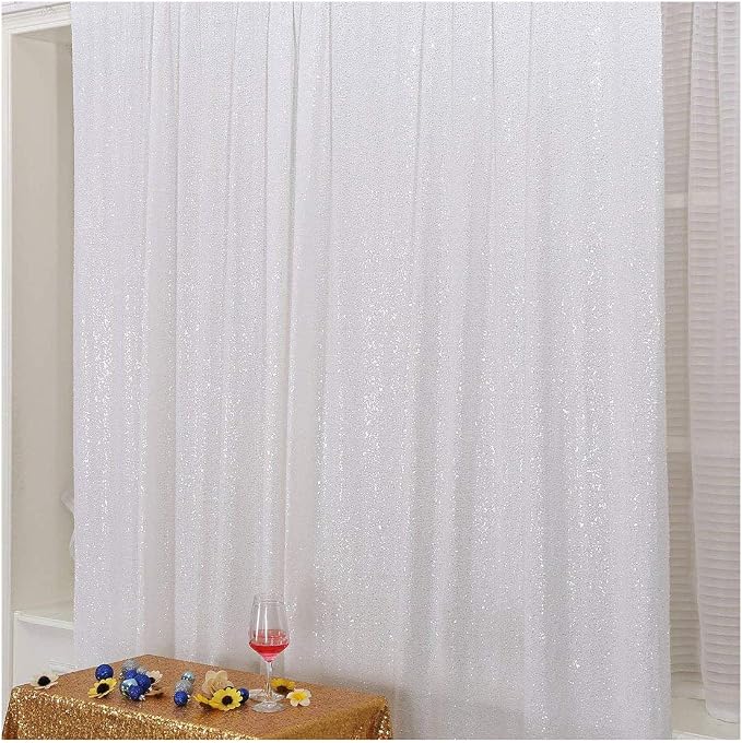 Poise3EHome 4FT x 7FT White Sequin Photography Backdrop Curtain - Image 6