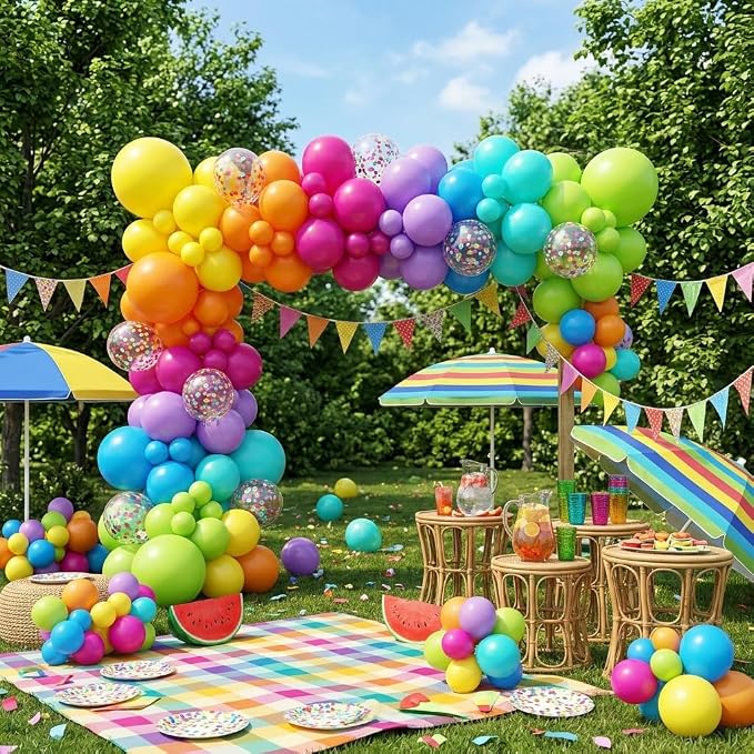 FunHot Colorful Balloons, 12 Inch Green Purple Hot Pink Blue Latex Balloons - Image 4