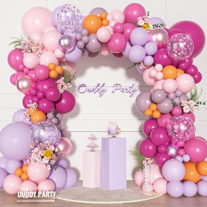 Ouddy Party Pink Purple Balloons Garland Arch Kit 18 12 10 5 Inch | Different - Image 2