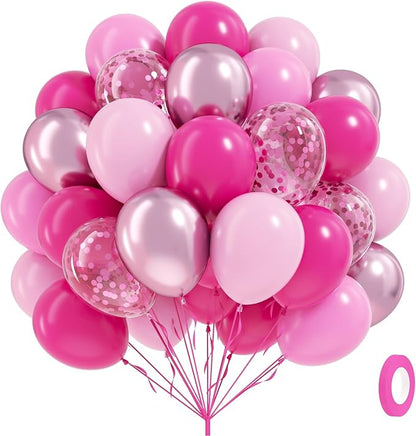 60pcs Hot Pink Balloons 12inch by Leraqertra