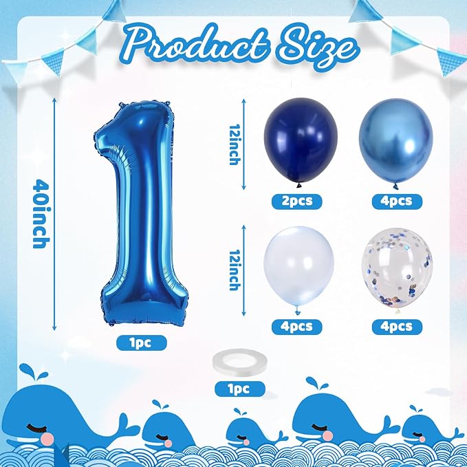 Dark Blue Number 1 Balloon 40 Inch, Large Balloon 1 - Image 2