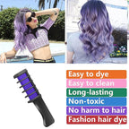 New Hair Chalk Comb Temporary Bright Hair Color Dye for Girls Kids, Washable Hair Chalk for Girls Age 4 5 6 7 8 9 10 New Year Birthday Cosplay DIY Halloween, Christmas（Purple)