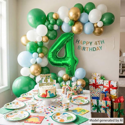 Green Number 4 Balloon 40 Inch, Foil Numeral Radiant Green 4th Milestone | - Image 7