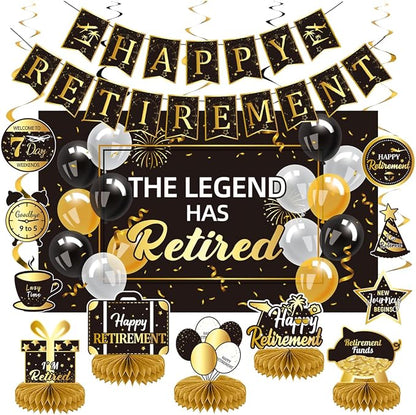 Happy Retirement Party Decorations Men Women, Happy Banner, Hanging Swirls by Plceucsrs