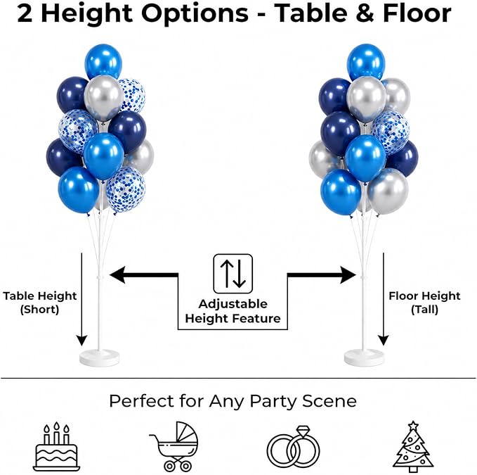 2 Sets Navy Blue Silver Balloon Column Kit - Image 3