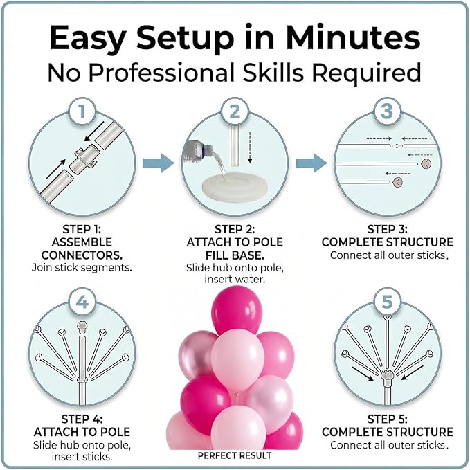 Metallic Pink Balloon Column Stand Kit - Image 3