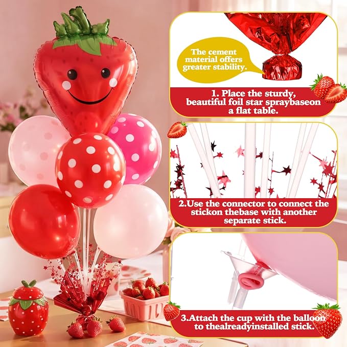 Civaner Strawberry Party Balloons Stand Kit 6 Sets - Image 4