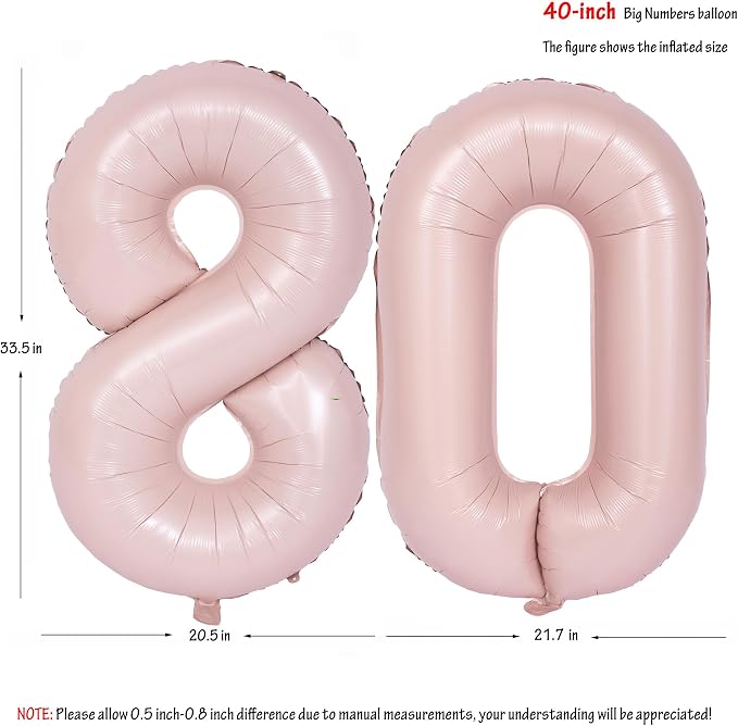 40 In Matte Pink Number Balloons Helium Foil Mylar Balloon Digital 80 | Suitable - Image 2