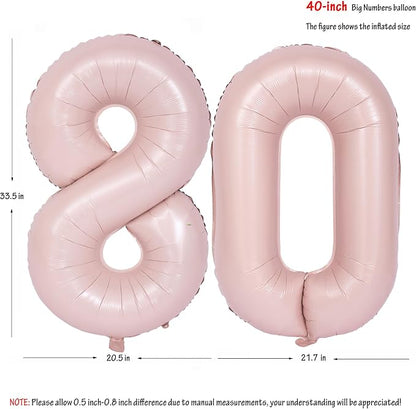 40 In Matte Pink Number Balloons Helium Foil Mylar Balloon Digital 80 | Suitable - Image 2