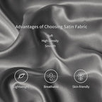 Satin Silk Pillowcase for Hair and Skin, Black Pillow Cases Standard Size Set of 4 Pack Super Soft Pillow Case with Zipper Closure (Gray, Queen(4 Pack))