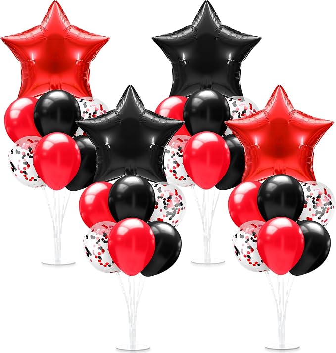 Lunmon 4 Set Red and Black Balloon Centerpieces by Lunmon
