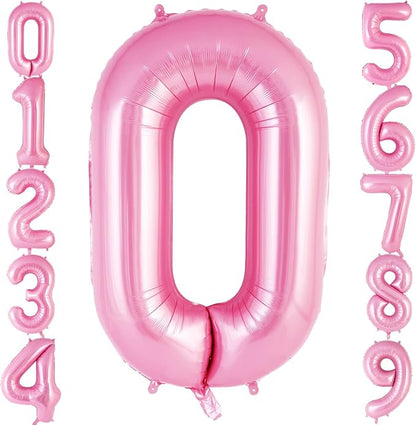 Pink Number 0 Balloon 40 Inch, Big Large Foil Helium Number Balloons, Jumbo by AIQINHU