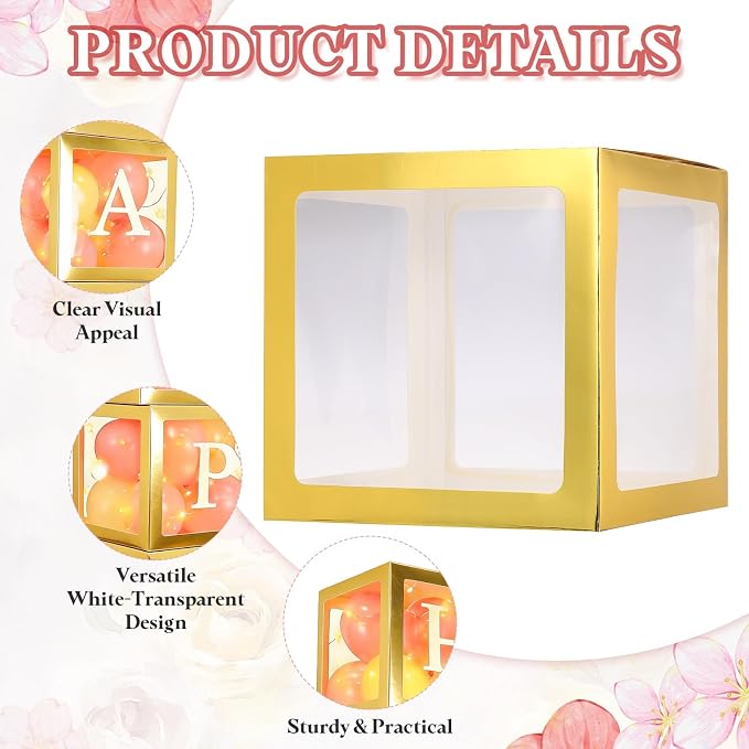 uxcell 5 Pcs Party Balloon Boxes, Transparent Balloon Boxes - Image 3