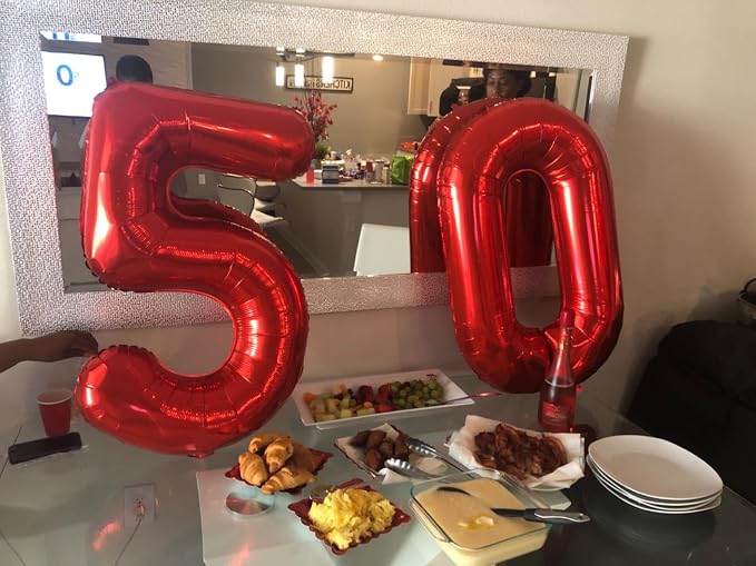 3 Balloon Numbers Birthday Decorations, 40In Red Balloons - Image 6