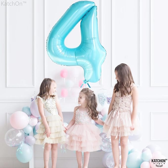 KatchOn Light Blue 4 Balloon Number 40 Inch | 4 Foil Balloon, Light Blue Four - Image 6