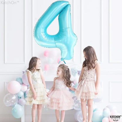 KatchOn Light Blue 4 Balloon Number 40 Inch | 4 Foil Balloon, Light Blue Four - Image 6