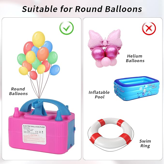 Balloon Pump Electric, 110V 600W Balloon Blower Inflator Dual Nozzle Air Pump - Image 6