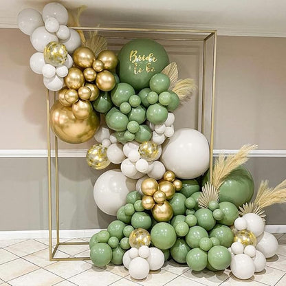CANREVEL 125pcs Sage Green Balloon Garland Arch Kit White Gold Confetti - Image 5