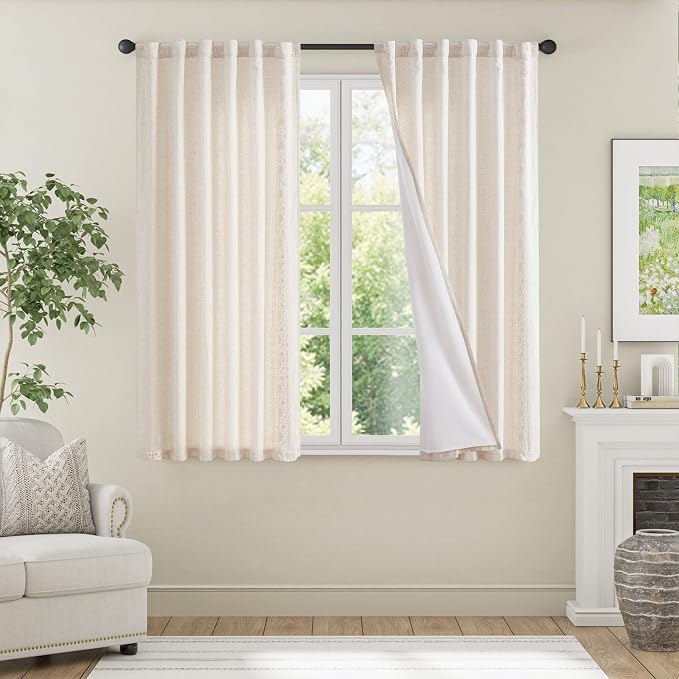 jinchan Floral Linen Curtains - Image 3