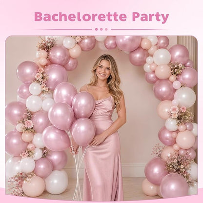 Metallic Pink Balloons, 12 Inch Chrome Light Pink Latex Party Balloons | 30 - Image 6