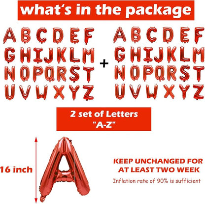 52 Pcs Red Letter Balloons, Custom 2 Set A-Z Set - Image 3