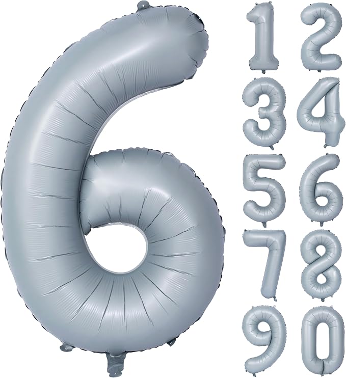 40 In Matte Gray Number 6 Balloons Helium Foil Mylar Balloon Digit 6 | by Exquisitehighqualitypartydecorationstomeetyoureveryneed%EF%BC%81