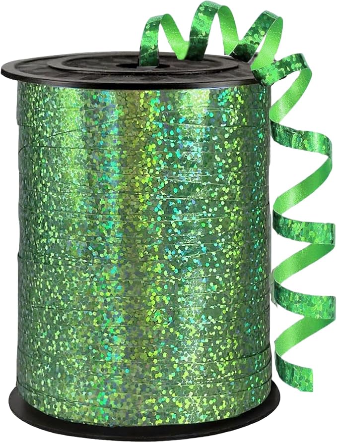 500 Yards Green Laser Curling Ribbon, 1/5" Holographic Curly Ribbons, Curling by Unknown