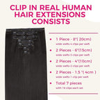 Lashey Clip in Hair Extensions 7pcs 120g Light Yaki Straight Hair Extensions Real Human Hair Natural Black 24 Inch Hair Extensions Real Human Hair Clip ins