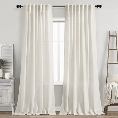 Cream Linen Curtains 89 Inches Long by Nanspring
