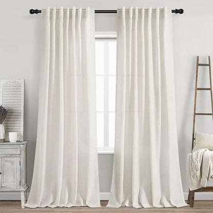 Cream Linen Curtains 87 Inches Long by Nanspring
