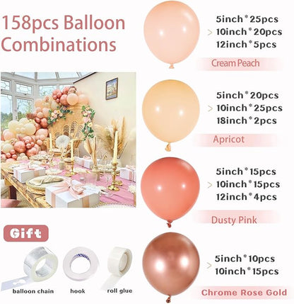 Boho Balloon Arch Kit 158pcs Dusty Rose Balloon Garland Dusty Pink Nude Brown - Image 2