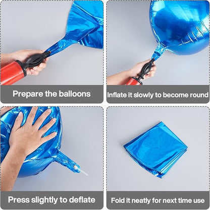 PartyWoo Royal Blue Large Round Giant 4D Jumbo Foil Balloons 6pcs 22 Inch | 22 - Image 5