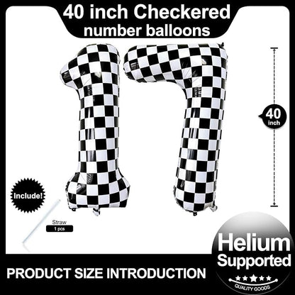 LHOAVWE Number 17 Checkered Balloons 40 Inch Giant Race Car Checkered 17 Number - Image 2