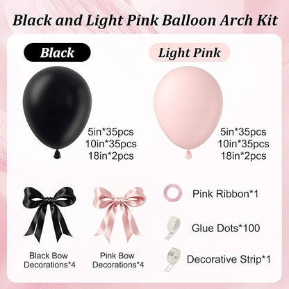 155pcs Pink and Black Balloon Arch Kit - Image 2