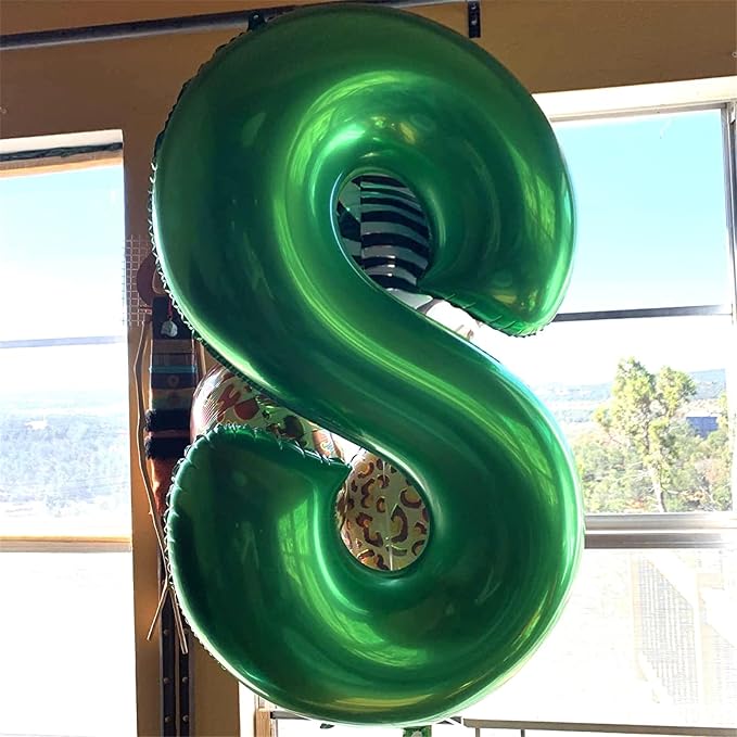 40 Inch Emerald Green Number 8 Balloons, Large Foil 8th Birthday Balloon - Image 4