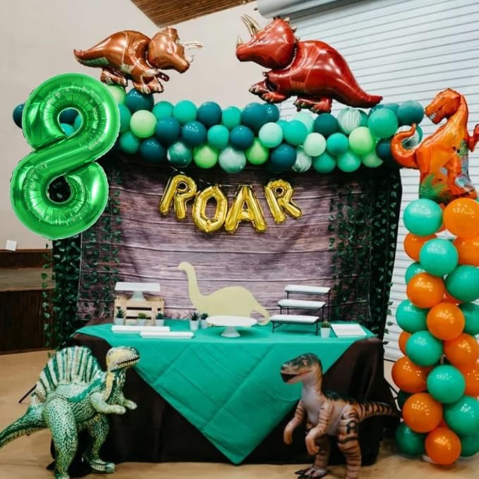 TONIFUL 40 Inch Dark Green Number 8 Balloon Foil Mylar, Self Standing Birthday - Image 3