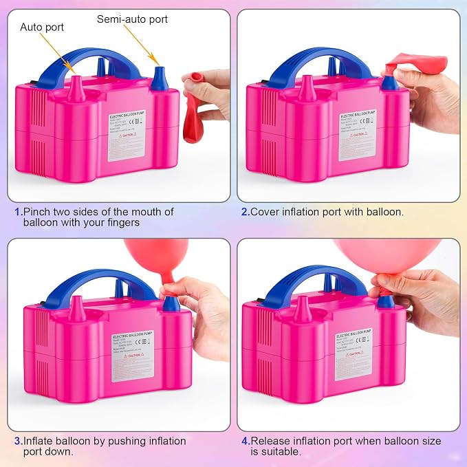 Electric Air Balloon Pump, Portable Dual Nozzle Electric Balloon Inflator - Image 5