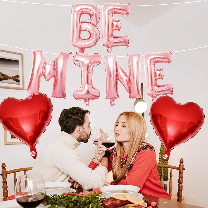 Valentines Day Balloons Decoration, Rose Be Mine and Red Heart Letter Balloons - Image 3