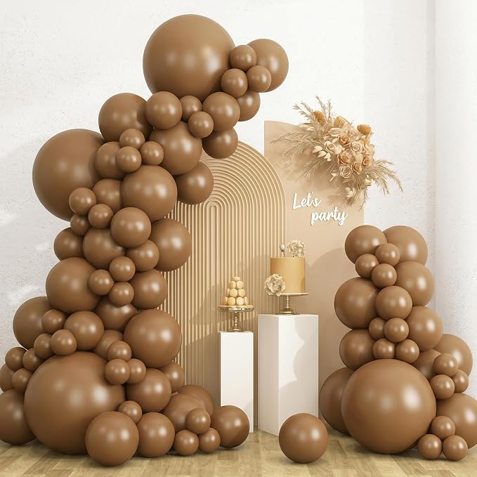 RUBFAC 135pcs Brown Balloons Different Sizes Pack of 18 12 10 5 Inch, Latex by RUBFAC