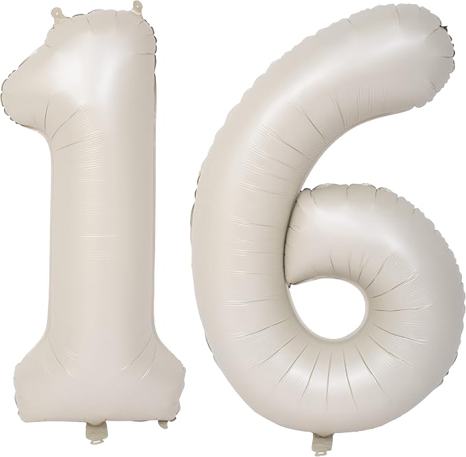 40 In Cream white Number Balloons Helium Foil Mylar Balloon Digital 16 | by Exquisitehighqualitypartydecorationstomeetyoureveryneed%EF%BC%81