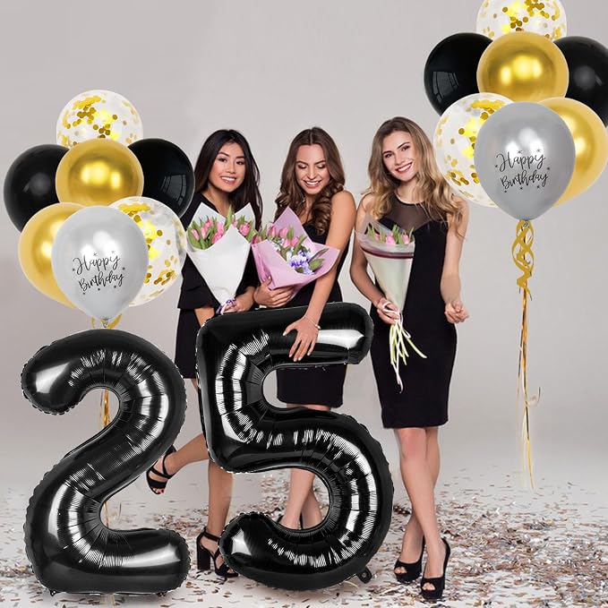 25th Birthday Decorations for Men, 40 inch 25 Balloon Numbers - Image 3