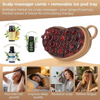 Ice Compress Scalp Massager Hair Growth Massage Comb - Upgraded Raised Dot Ice Tray Design for Tension Headache Relief and Scalp Care (Brown)