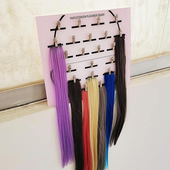 DNCG Hair Extension Holder Acrylic Board, Hair Extension Holder Board With Clip For Hairpieces, Wig Sectioning Display Grafting Plate, Hair Hanger, 1, light pink1