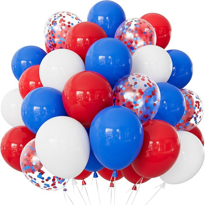 Red White Blue Balloons for 4th of July Decorations | 50 Pcs 12 Inch Red White by Adeyoo