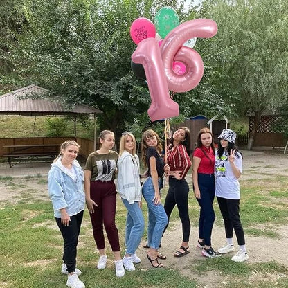 TONIFUL 40 Inch Pink Number 16 Balloon Large Foil 16th Birthday Decorations | - Image 5