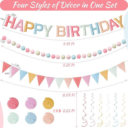 Kriyokiaa Retro Pastel Happy Birthday Banner Set - Image 4
